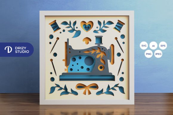 Download Sewing Machine 3D Shadow Box Paper Cut - Premium Resources