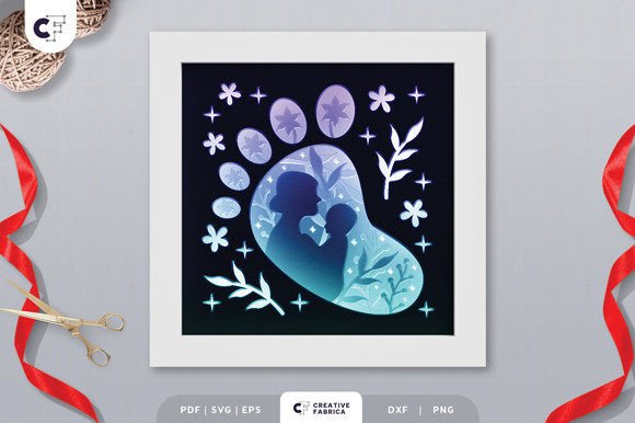 Download 3D Shadow Box Mom and Baby Silhouette - Premium Resources
