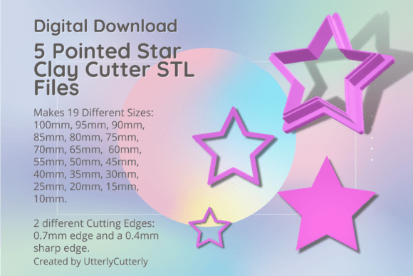 Download 5 Pointed Star Clay Cutter - STL Digital - Premium Bundle