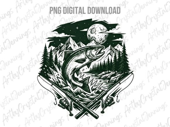 Download Fishing Moon Forest Mountain PNG - Mountain png Collection